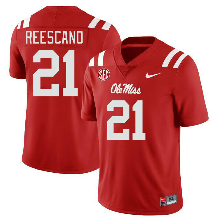 Men #21 Kedrick Reescano Ole Miss Rebels College Football Jerseyes Stitched Sale-Red